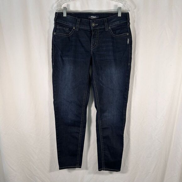 Silver Jeans Denim - Silver Jeans Women's 31x26 Dark Wash Blue Denim Super Stretch Cotton Blend Mid R